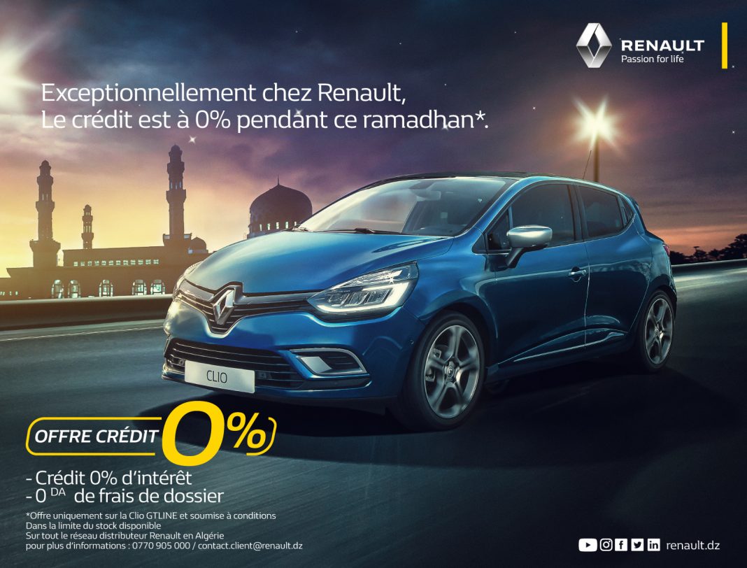 Renault Algérie : la CLIO GT-Line proposée à Crédit 0%