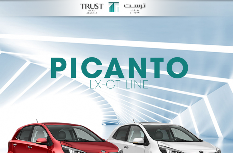 TRUST BANK ALGERIA qui propose un financement automobile conformes aux préceptes de la Chariaa à travers la formule RAHATI SYARATI, annonce la disponibilité de la KIA PICANTO dans deux de ses finitions, la LX et GT-LINE.