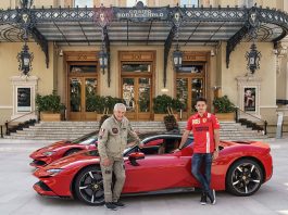 Charles Leclerc et la Ferrari SF90 Stradale à la téte de l'affiche du "Grand Rendez-Vous" de Claude Lelouch