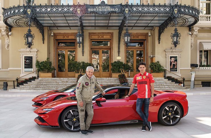 Charles Leclerc et la Ferrari SF90 Stradale à la téte de l'affiche du "Grand Rendez-Vous" de Claude Lelouch
