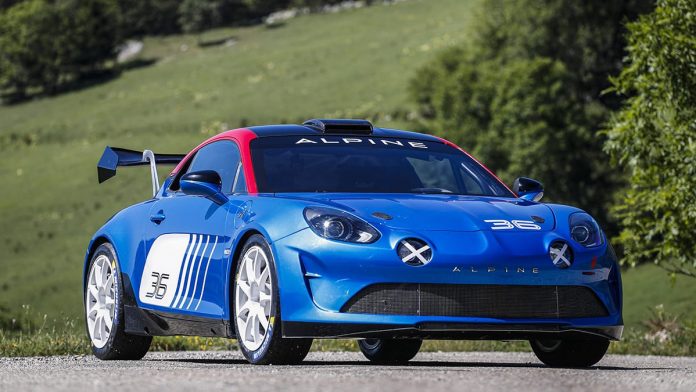 Une Alpine A110 Rally R-GT engagée au WRC Ypres Rally Belgium