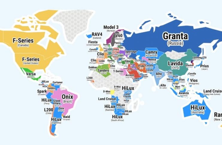 Les Voitures les plus vendues au monde, par pays