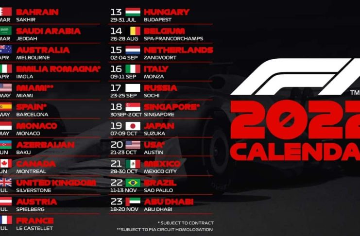 Calendrier F1 2022