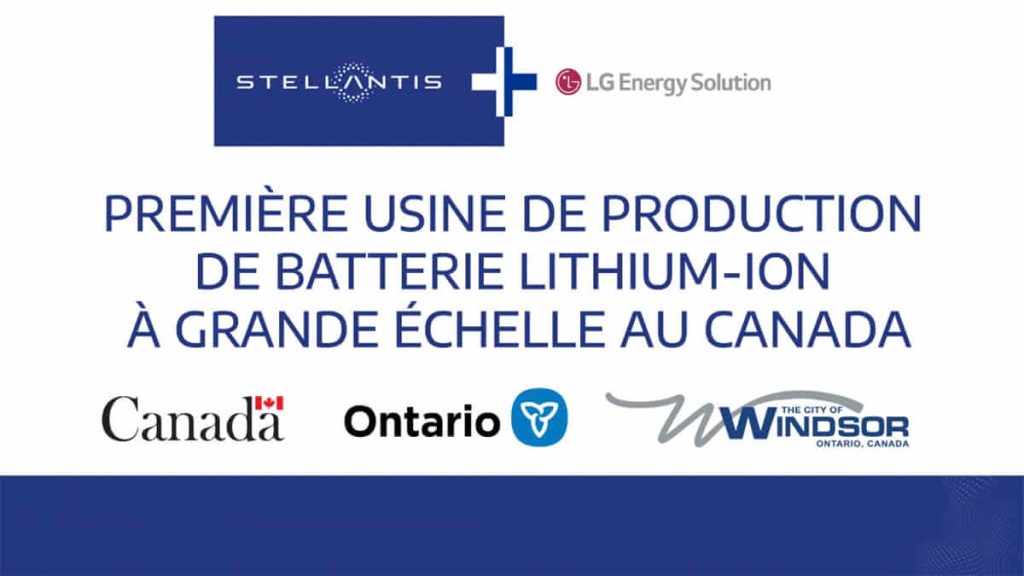 Stellantis et LG Energy Solution vont construire la première usine de production de batteries lithium-ion à grande échelle au Canada
