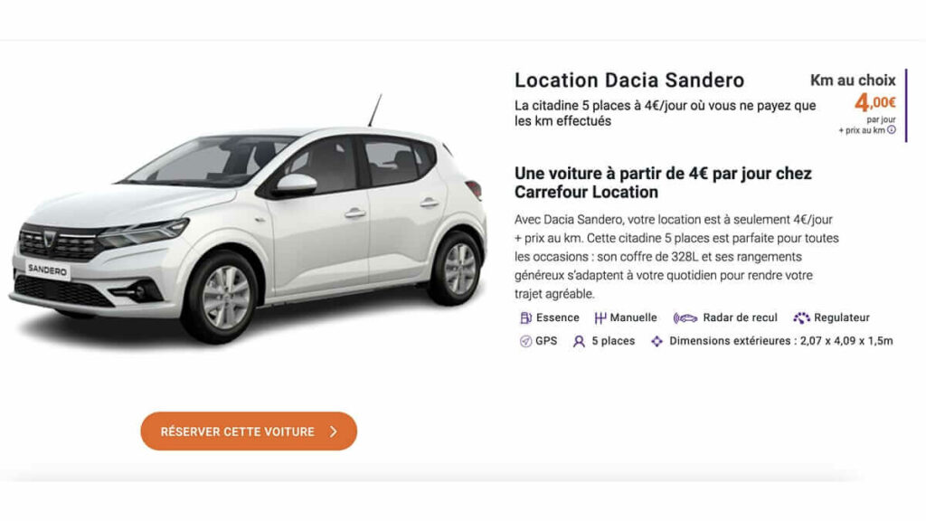 Dacia Sandero location carrefour