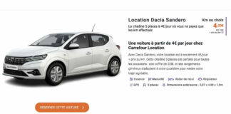 Dacia Sandero location carrefour