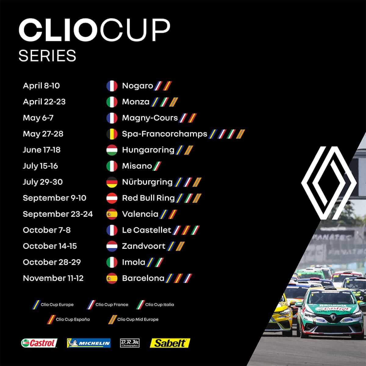 Clio Cup 2025 Calendar