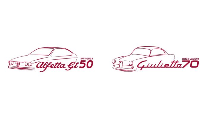 Alfa Romeo marque les 70 ans de l'Alfa Romeo Giulietta et les 50 ans de l'Alfetta GT avec le lancement de nouveaux logos, conçus par le _Centro Stile_