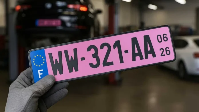 Plaques d'immatriculation rose France 2026
