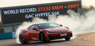 213 km/h en drift : la Chine prend le record du monde électrique Hyptec SSR de GAC aion établit un nouveau record du monde de drift