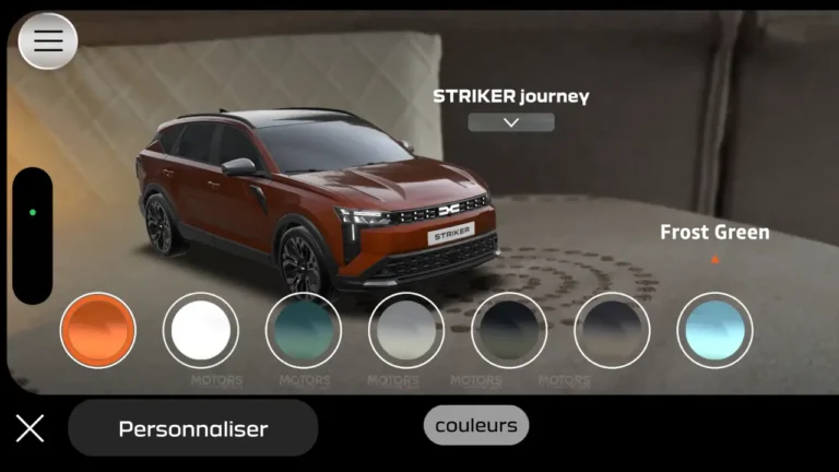 Dacia Striker sur l'application Dacia AR