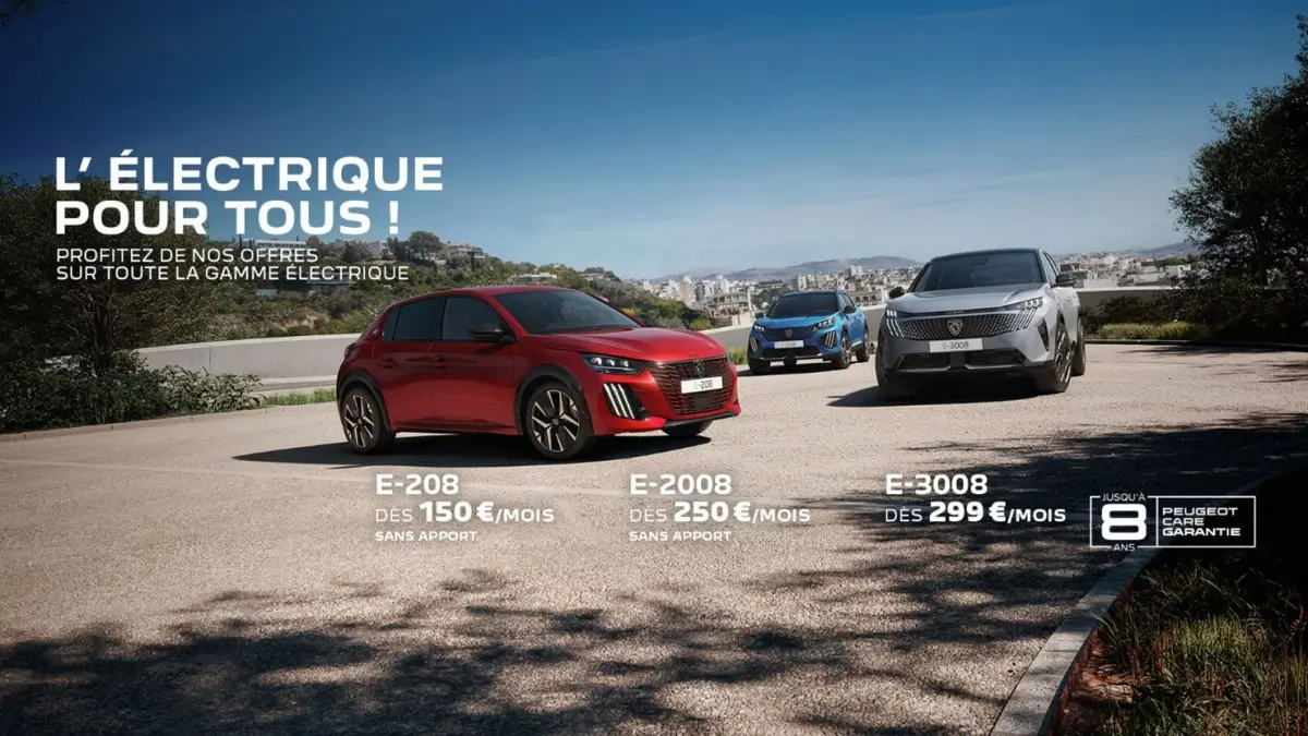 Peugeot lance une offensive électrique nationale dès 150 €/mois, sans apport Peugeot - Offre sur l'électrique