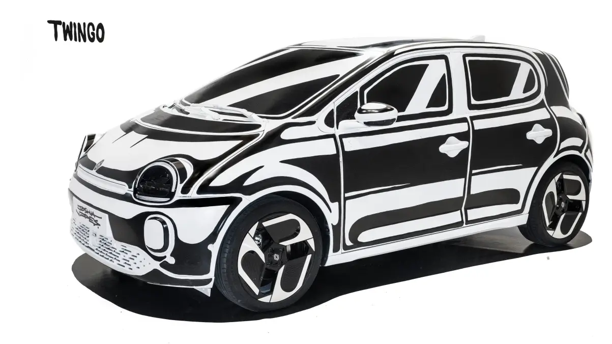 Renault Twingo E-Tech transformée en œuvre d’art : le résultat est bluffant Renault x Joshua Vides - Twingo E-Tech electric