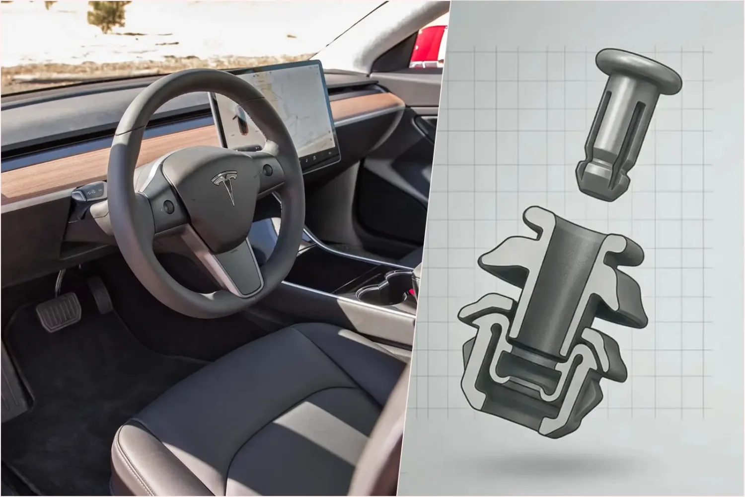 Tesla brevète un clip anti-grincements