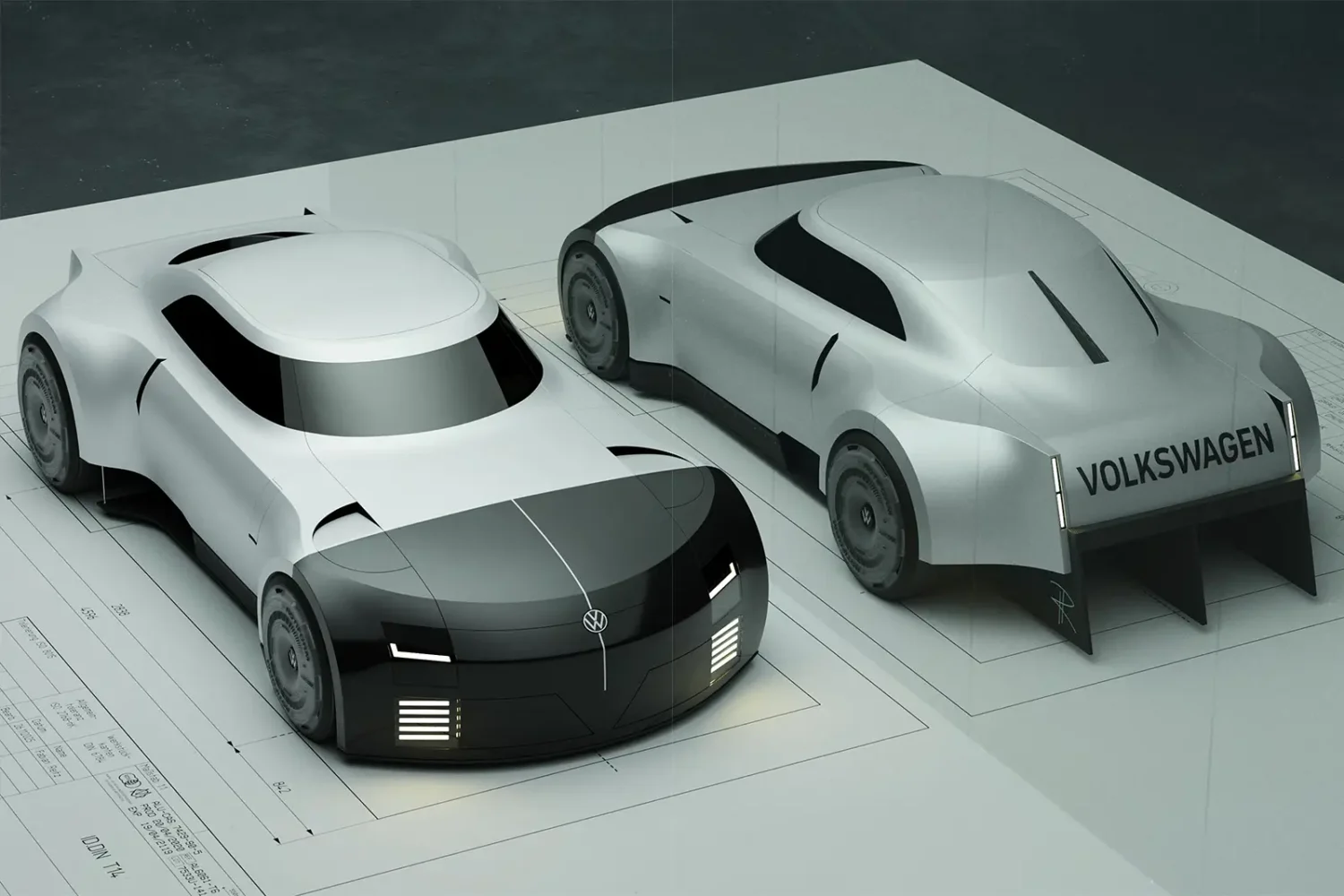 Cette supercar Volkswagen imaginée par un stagiaire ne verra jamais le jour, et c’est bien dommage Volkswagen ID.DIN T14 concept