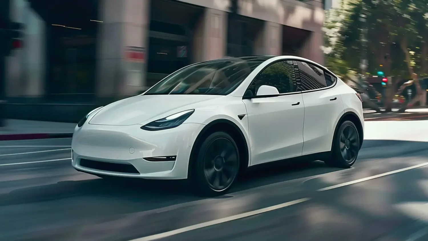 Tesla circulant sur une route en France